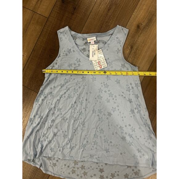 LuLaRoe Sleeveless Tank Top Americana Small Light Blue Burnout Stars NWT - Picture 3 of 5